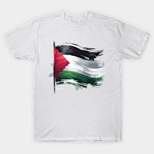 Abstract Brushstroke Palestinian Flag T-Shirt